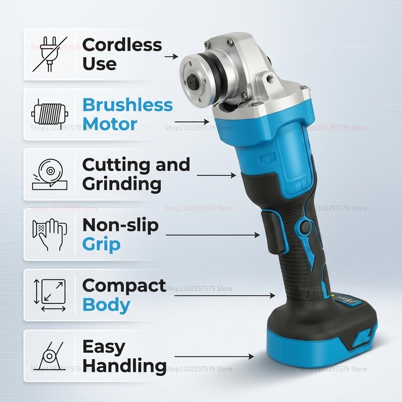 Brushless Angle Grinder Battery Powered - Cordless Brushless Angle Grinder 18V, Portable