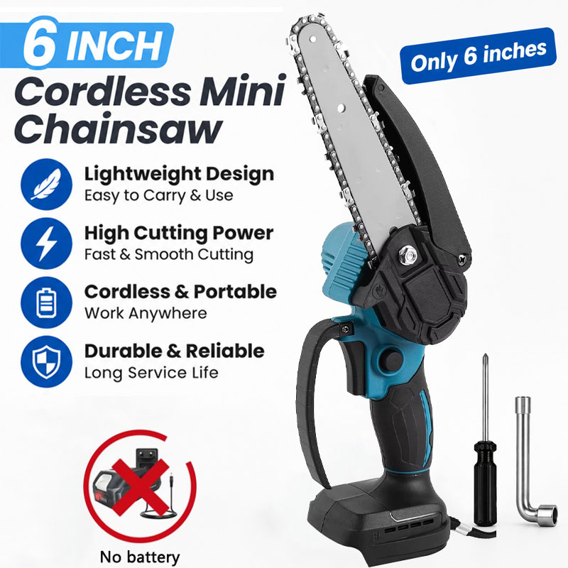 Mini Electric Chainsaw 6 Inch - 1700RPM Portable 6 Inch Mini Cordless