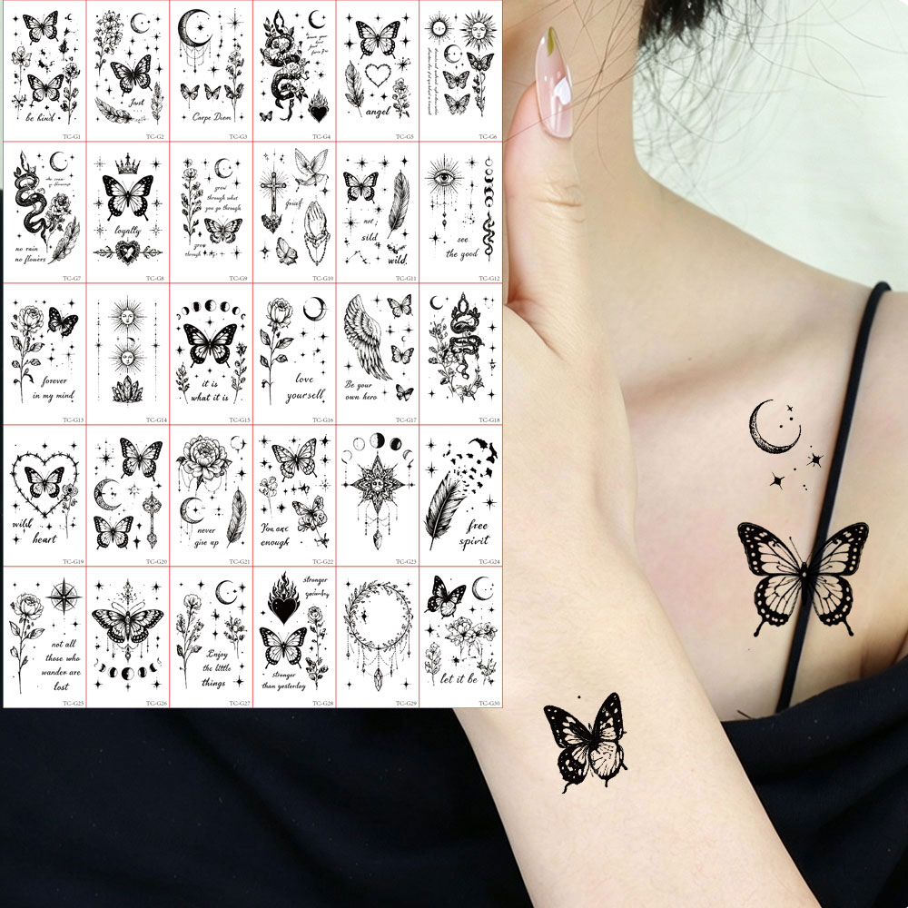 Hand Tools - 30pcs Butterfly Waterproof Tattoo Stickers Flower