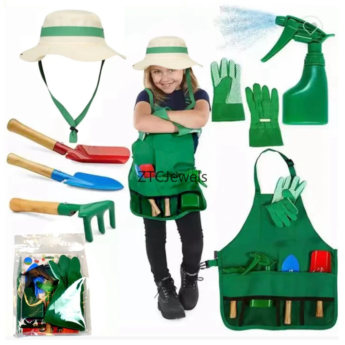 Kids Garden Apron Tool Set wit - Garden Tools ulasan dan harga