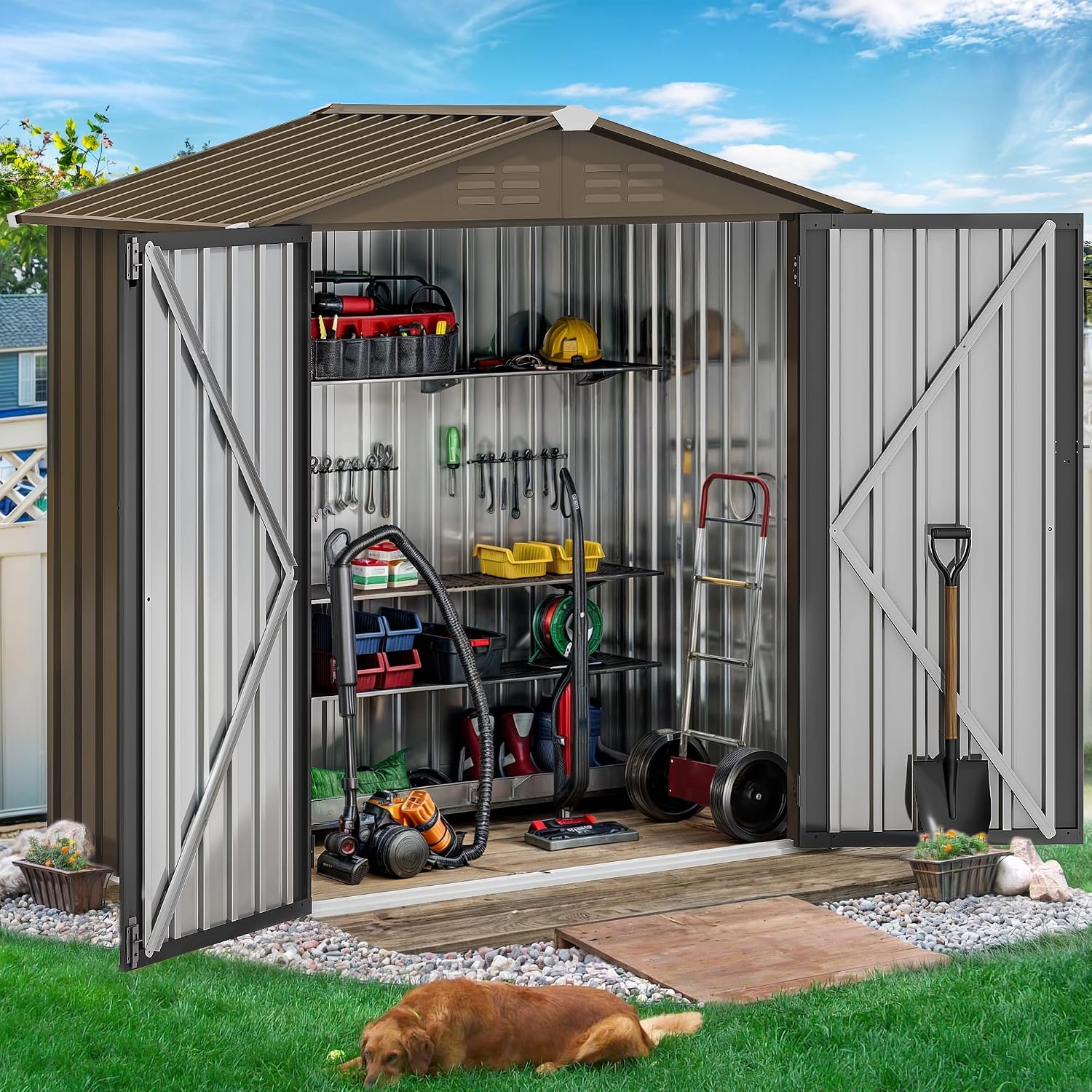 6x4ft Metal Outdoor Storage Sh - Garden Tools ulasan dan harga