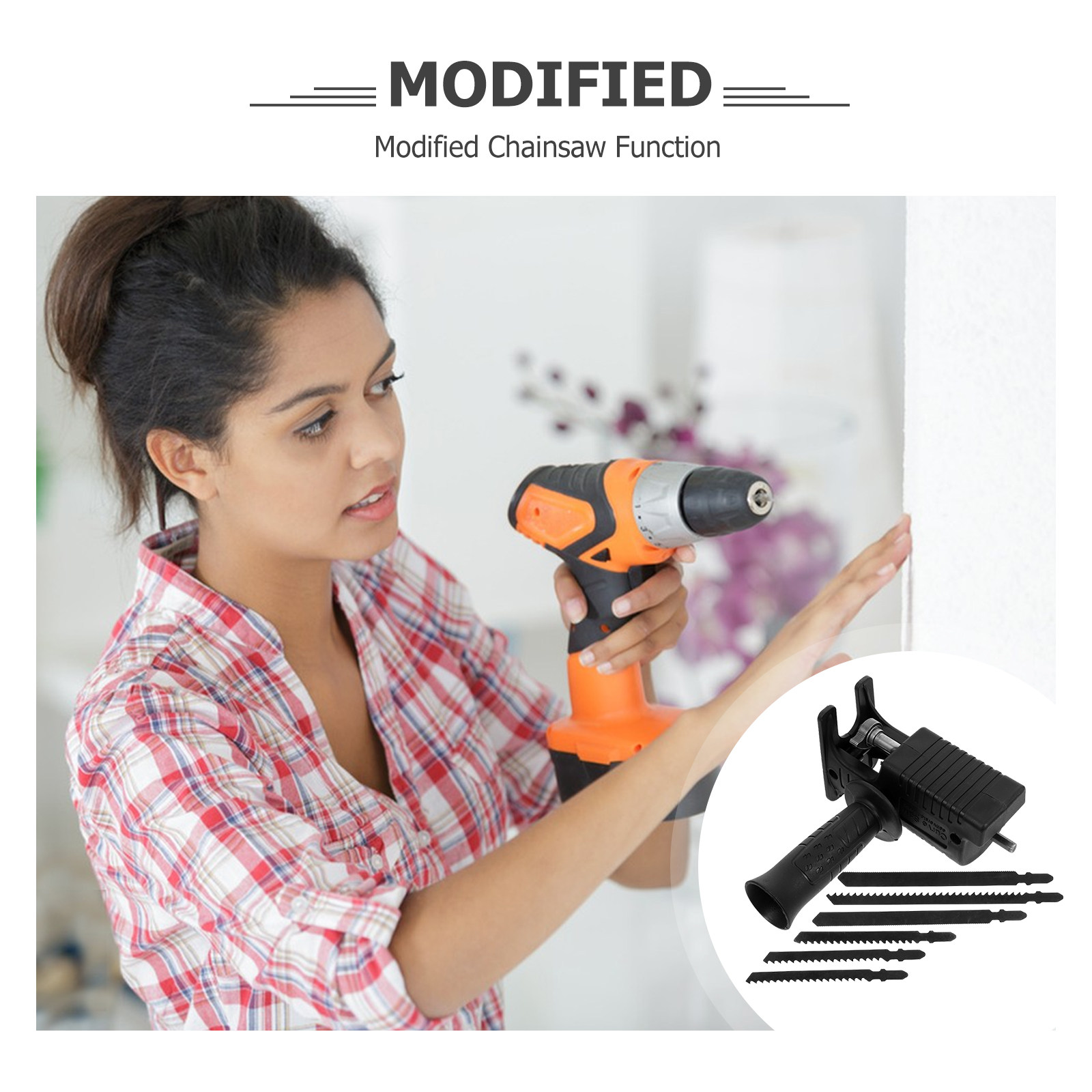 7 Piece Set Electric Drill Con - Reciprocating Saw Attachment Drill ulasan dan harga