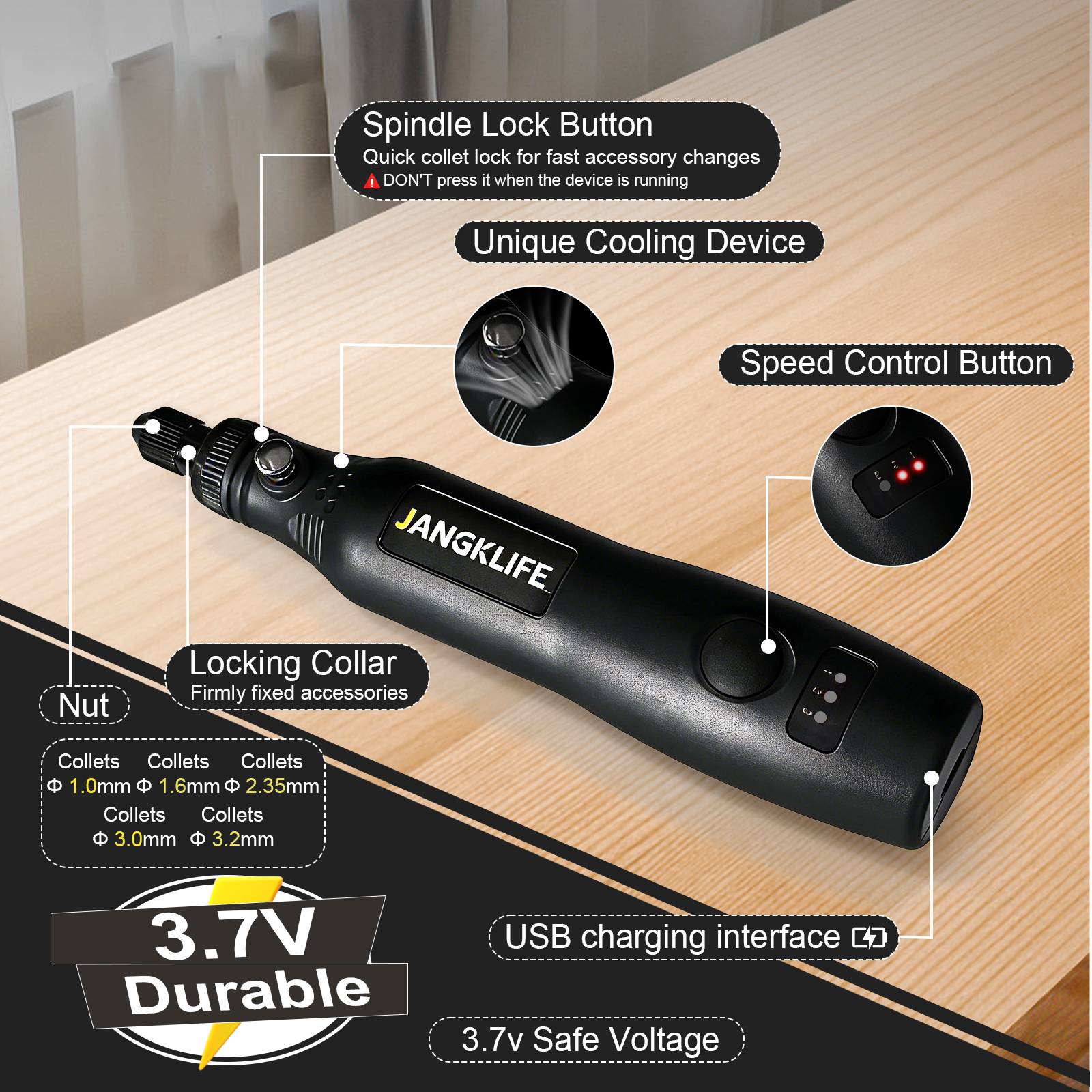 JANGKLIFE USB Cordless Rotary  - Cordless Rotary Tool Kit Accessories ulasan dan harga