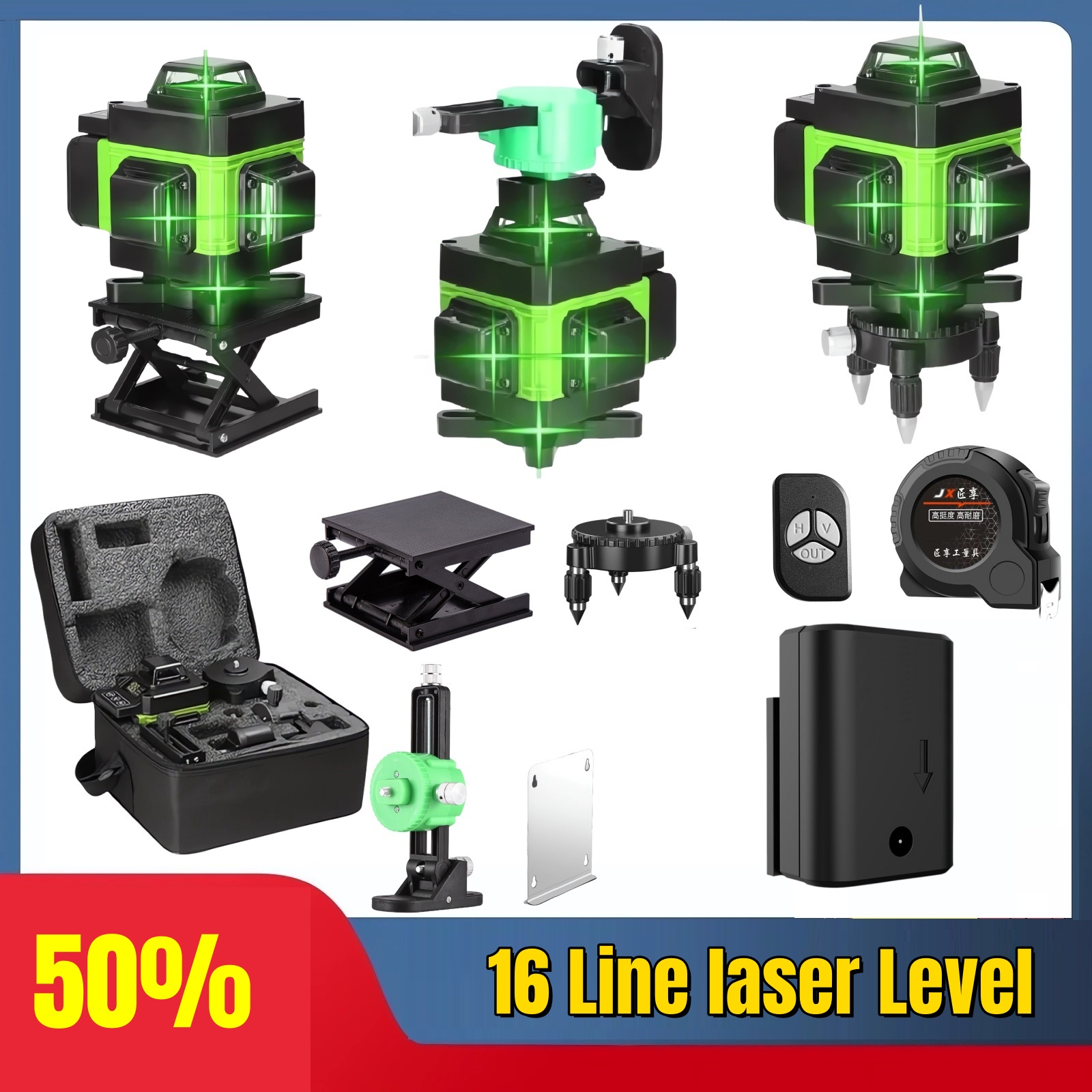 4D 16 Lines Professional 360°S - Laser Level 16 Lines 4D Green ulasan dan harga