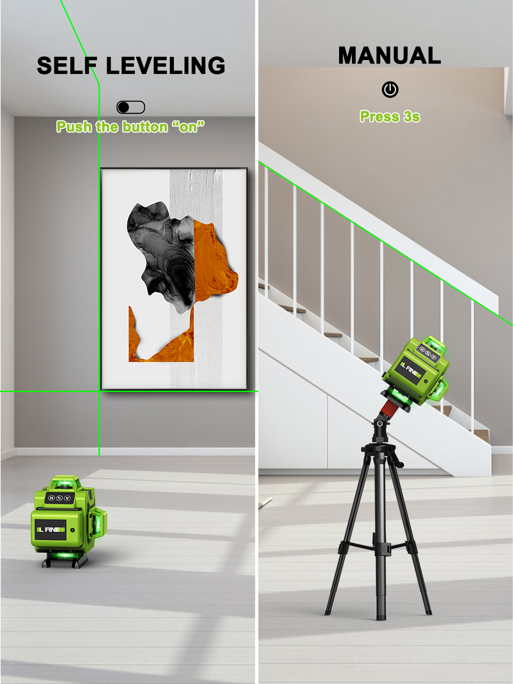 LFINE 4D  16 Lines 360 Self-le - Laser Level 16 Lines 4D Green ulasan dan harga