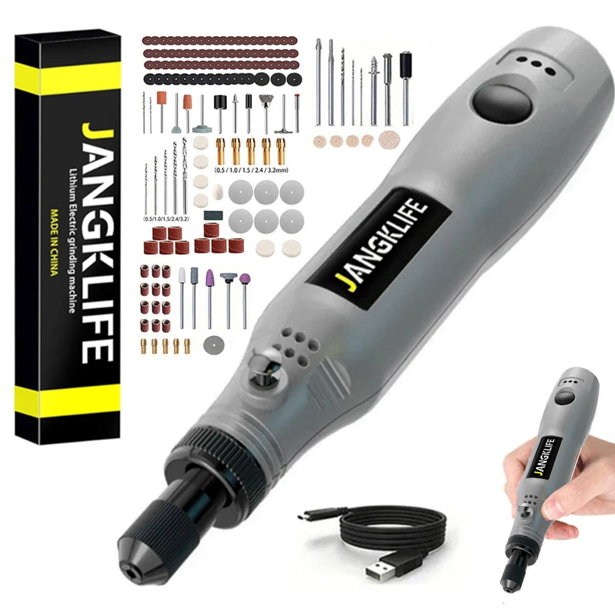 JANGKLIFE USB Cordless Rotary  - Cordless Rotary Tool Kit Accessories ulasan dan harga