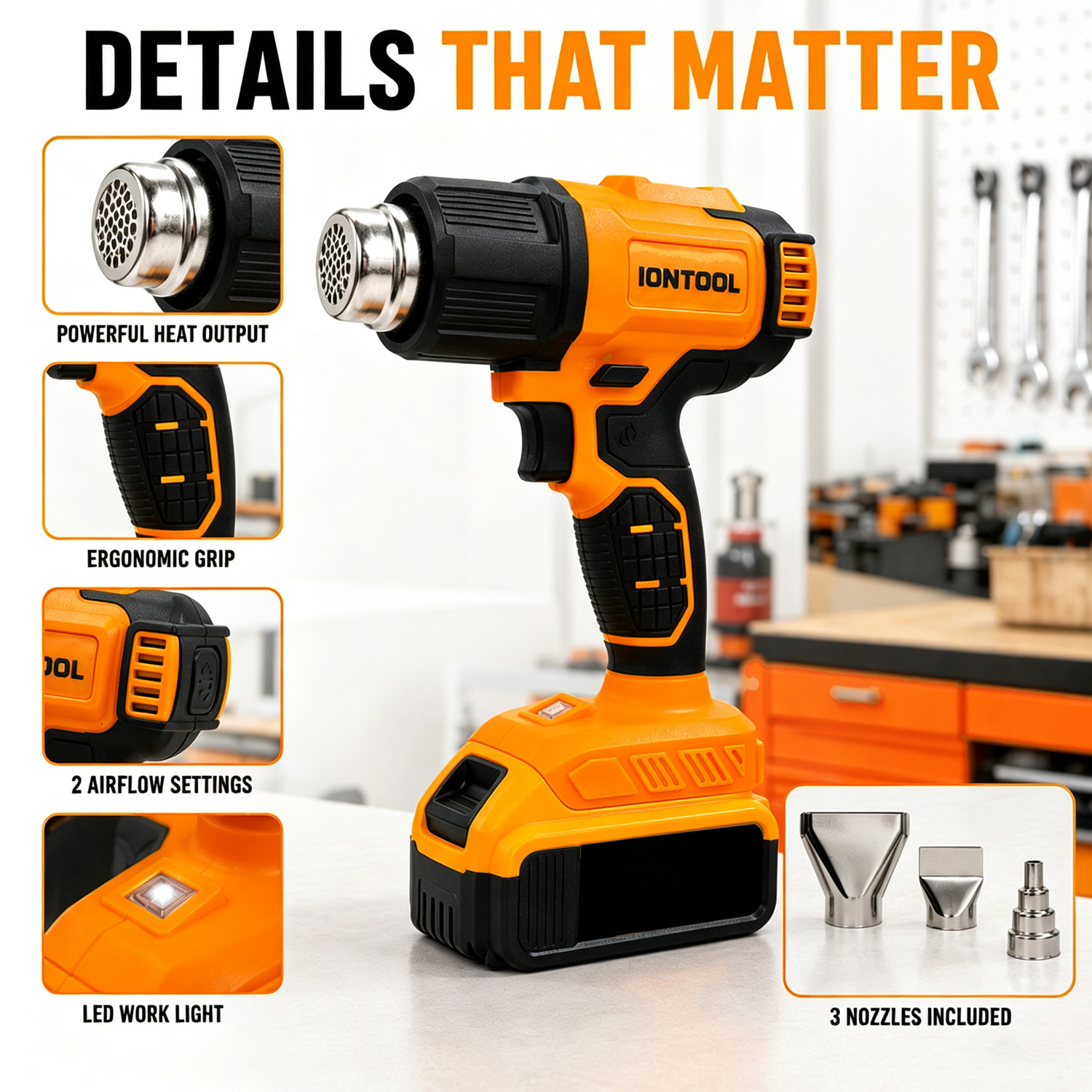 IONTOOL Cordless Heat Gun 550℃ - Cordless Heat Gun For Shrink Tubing ulasan dan harga