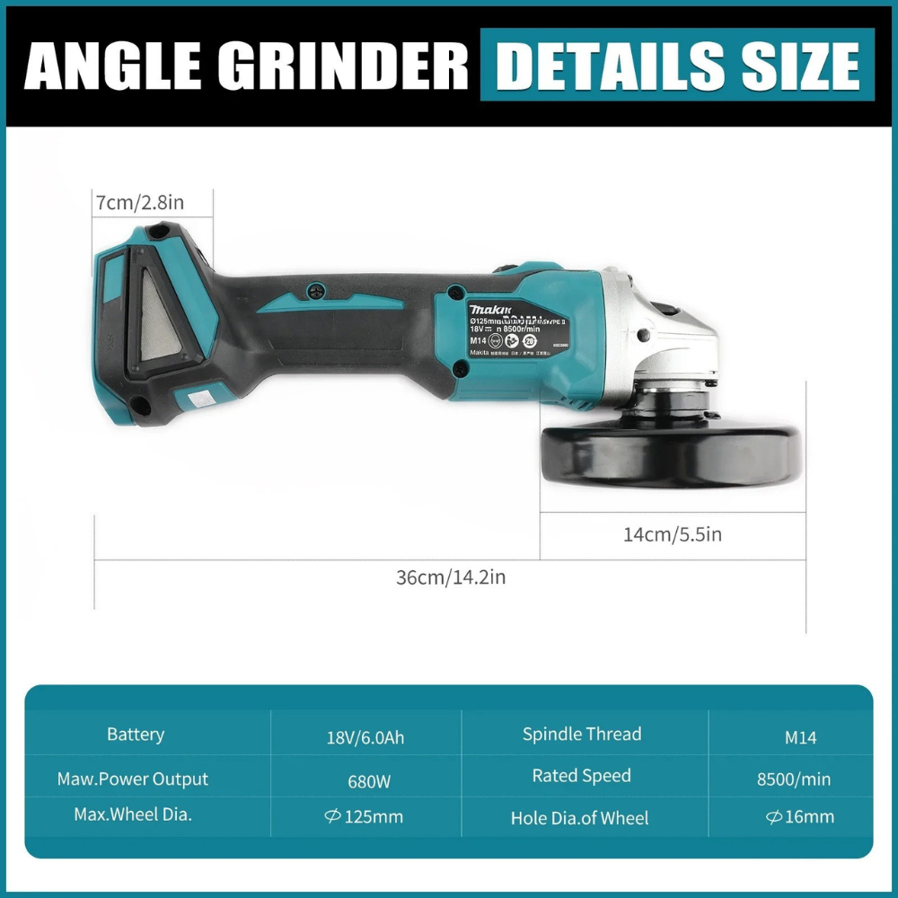 Makita DGA404 125mm/100mm Brus - Brushless Angle Grinder Battery Powered ulasan dan harga