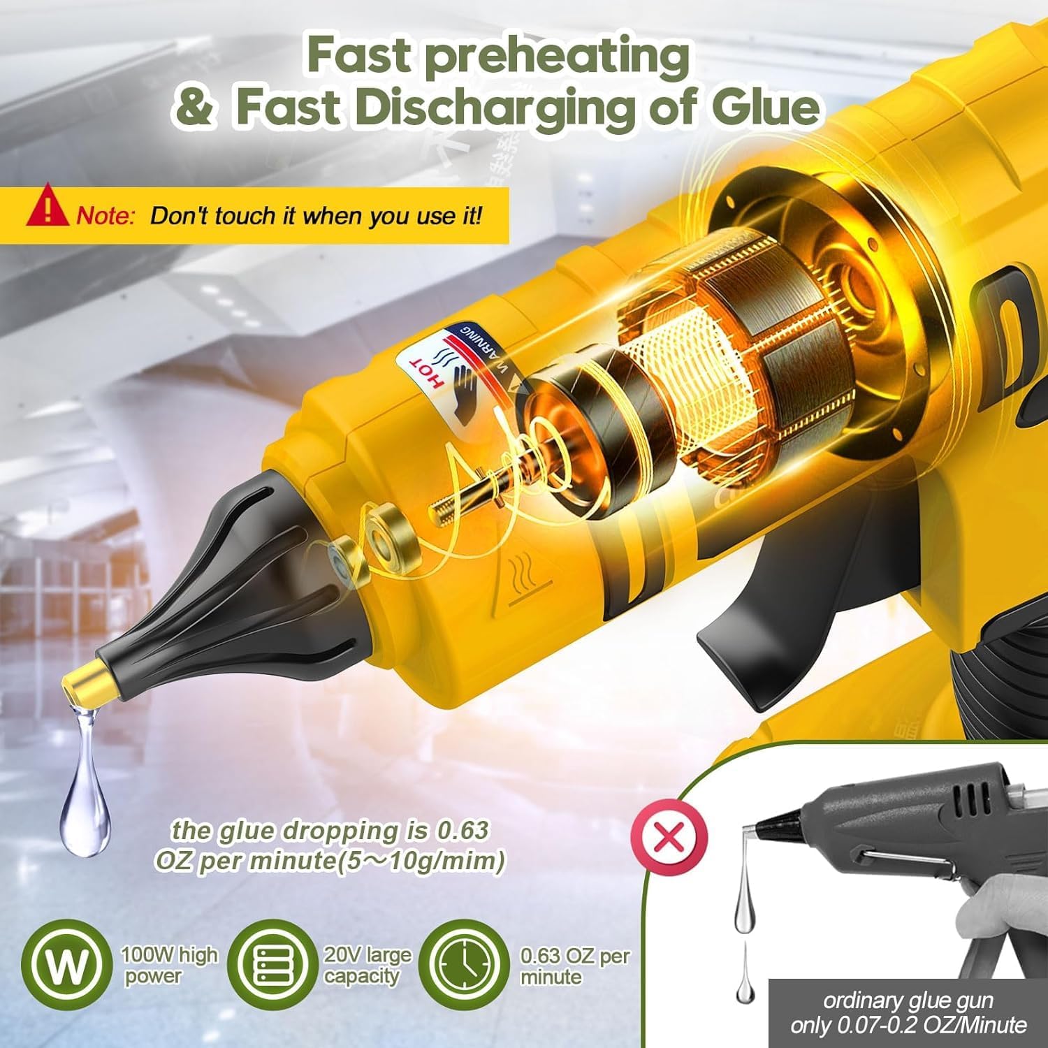 100W Cordless Hot Glue Gun for - Hot Melt Glue Gun Cordless ulasan dan harga